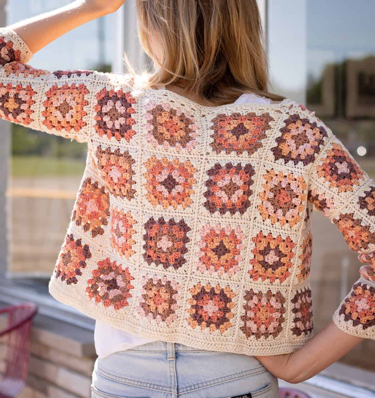 CROCHET PATTERN: Cute Varsity Crochet Granny Square Cardigan 