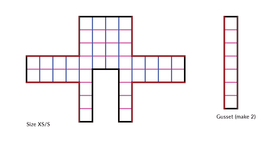 Granny Square Cardigan assembly diagram size XS/S