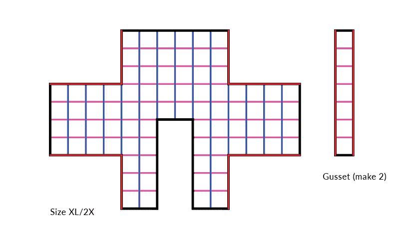 Granny Square Cardigan assembly diagram size 3X/4X